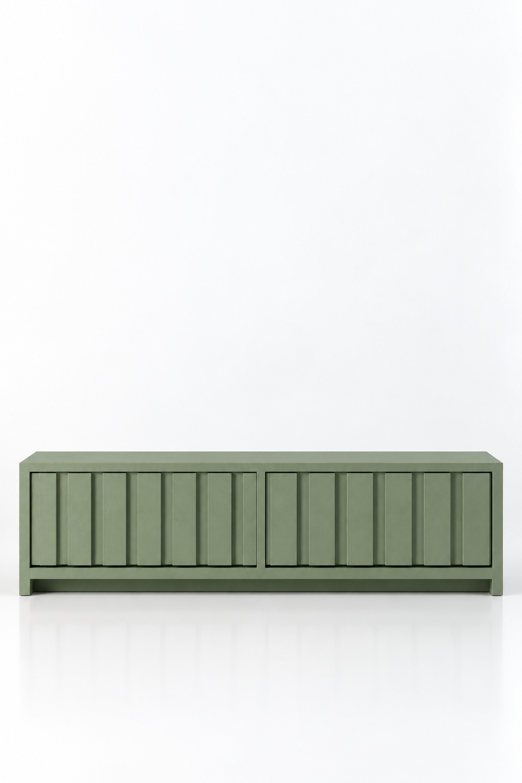 Arqen Sage Green Microconcrete Wide Fluted Shoe Cabinet