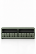 Arqen Sage Green Microconcrete Wide Fluted Shoe Cabinet