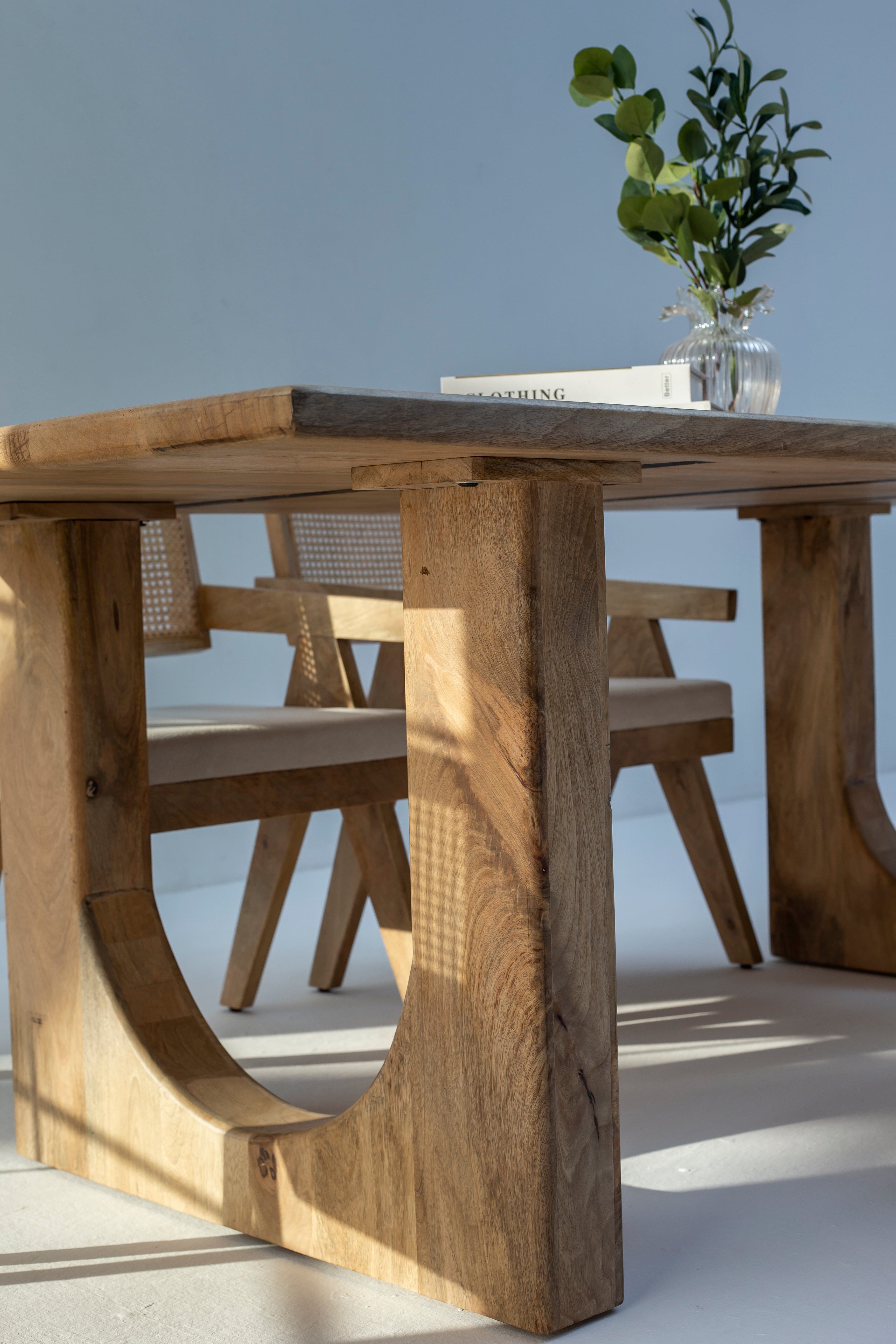 Arura Wood Rectangular Dining Table with Hollow Legs