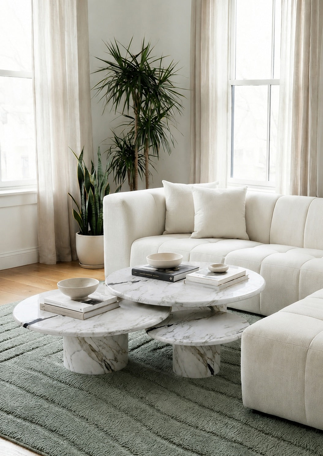 Ava Viola White Round Top Coffee Tables