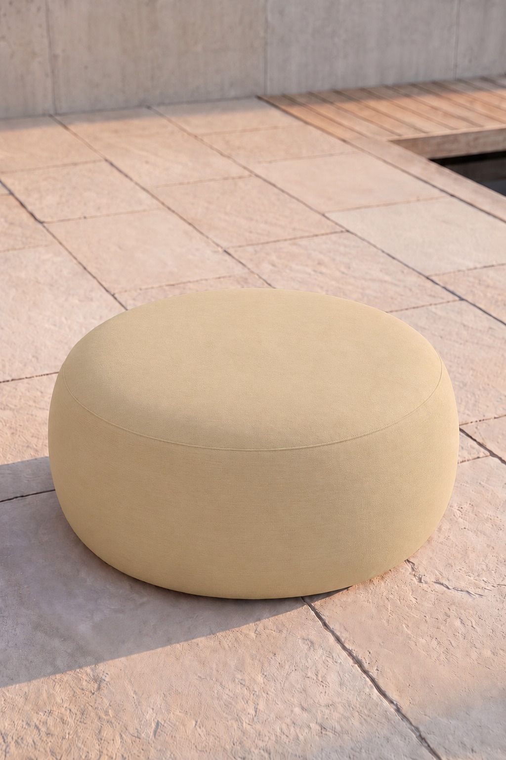Avyren Beige Outdoor Ottoman