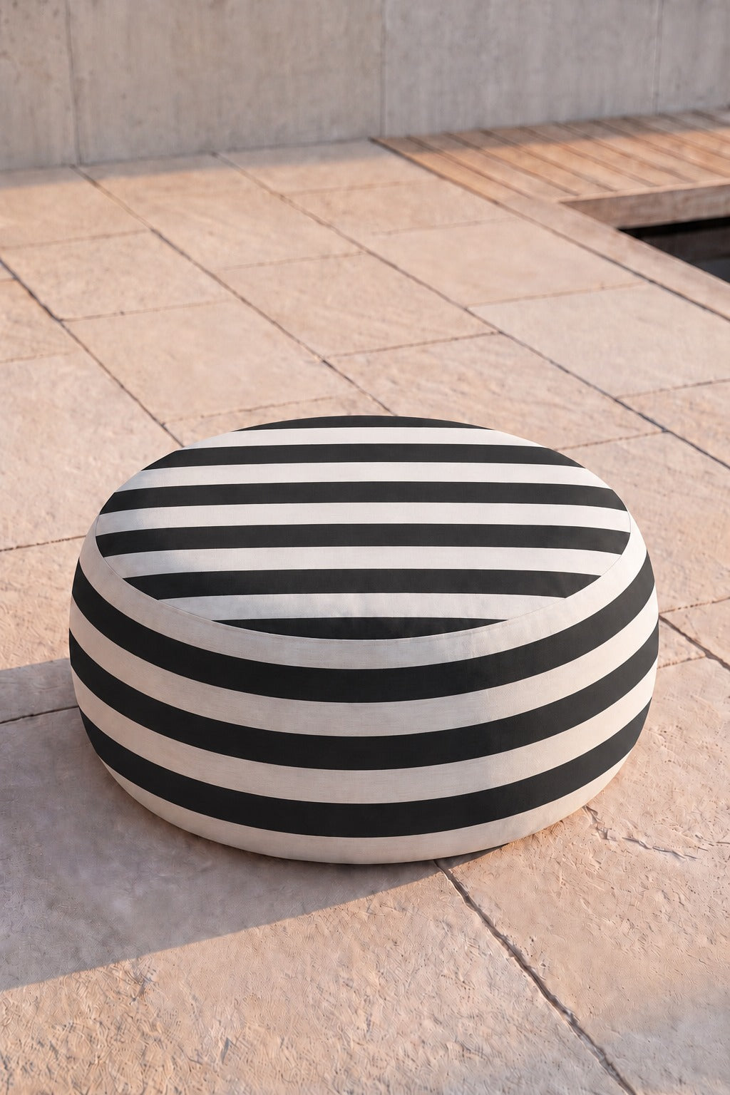 Avyren Black Striped Outdoor Ottoman