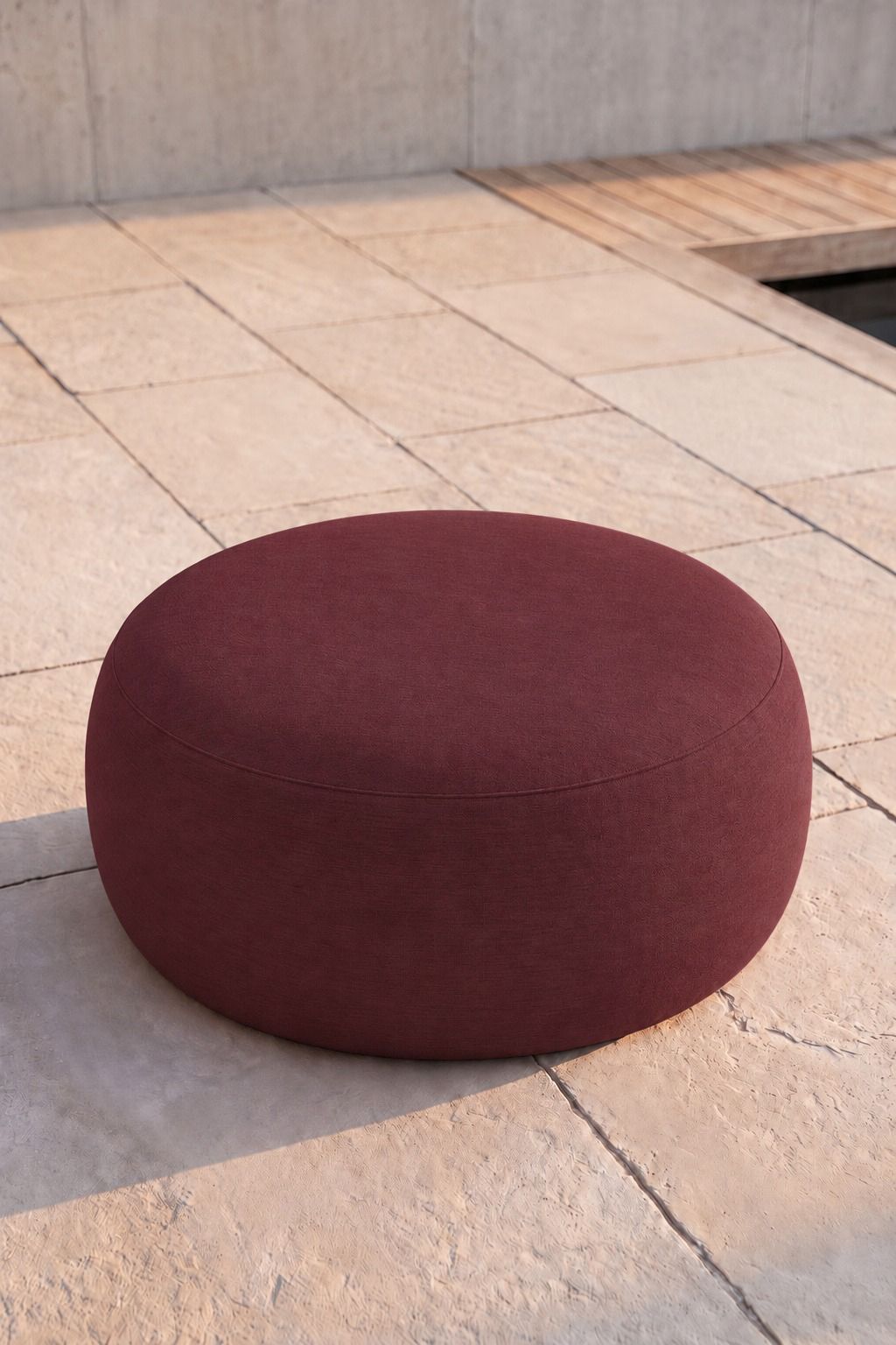 Avyren Burgundy Outdoor Ottoman