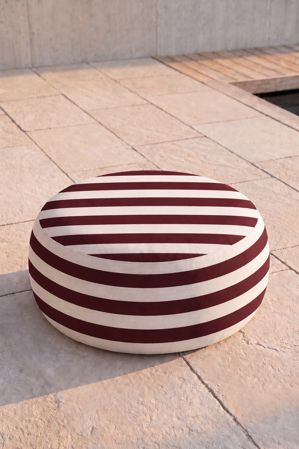  Avyren Burgundy Striped Outdoor Ottoman