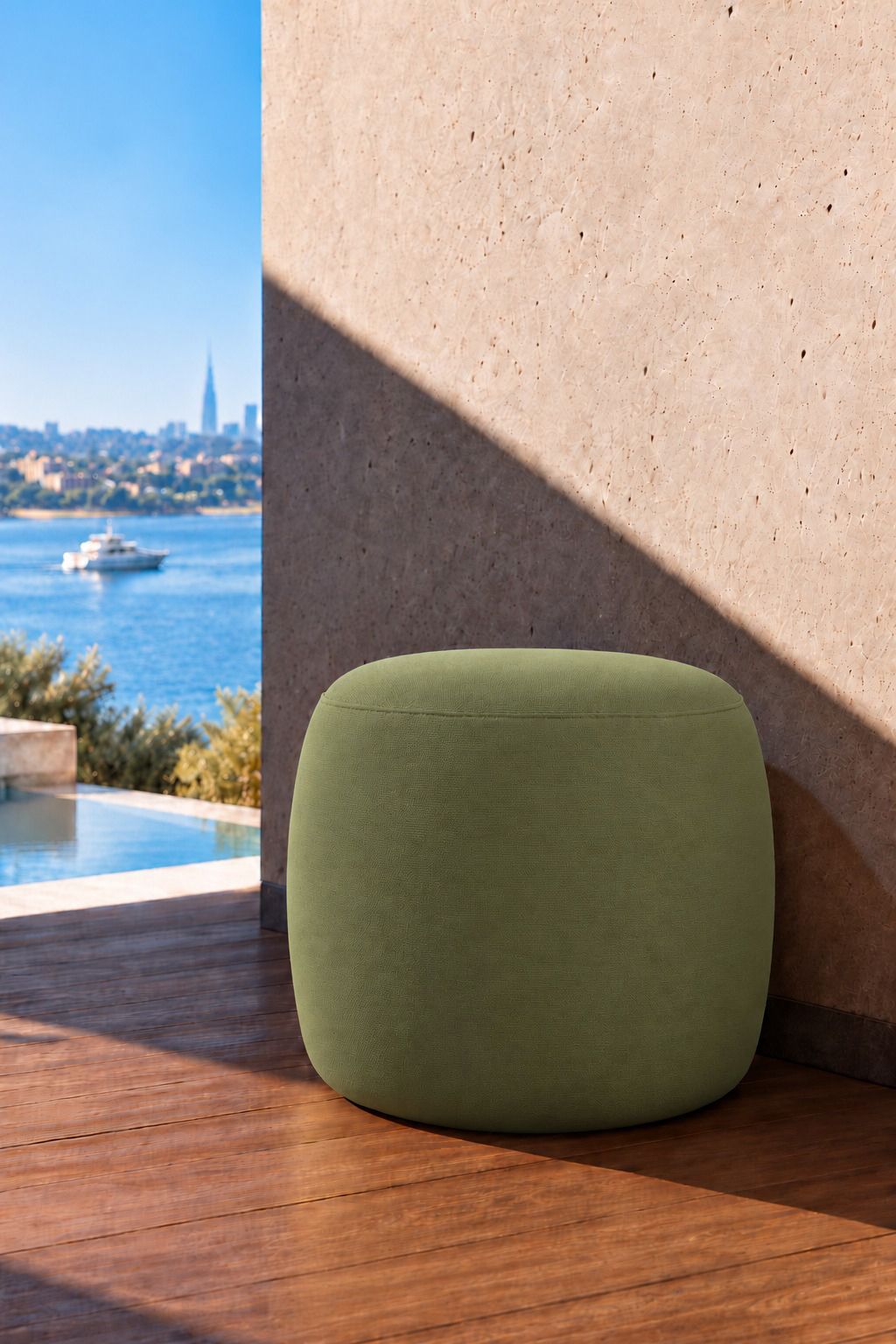 Avyren Olive Green Outdoor Pouf