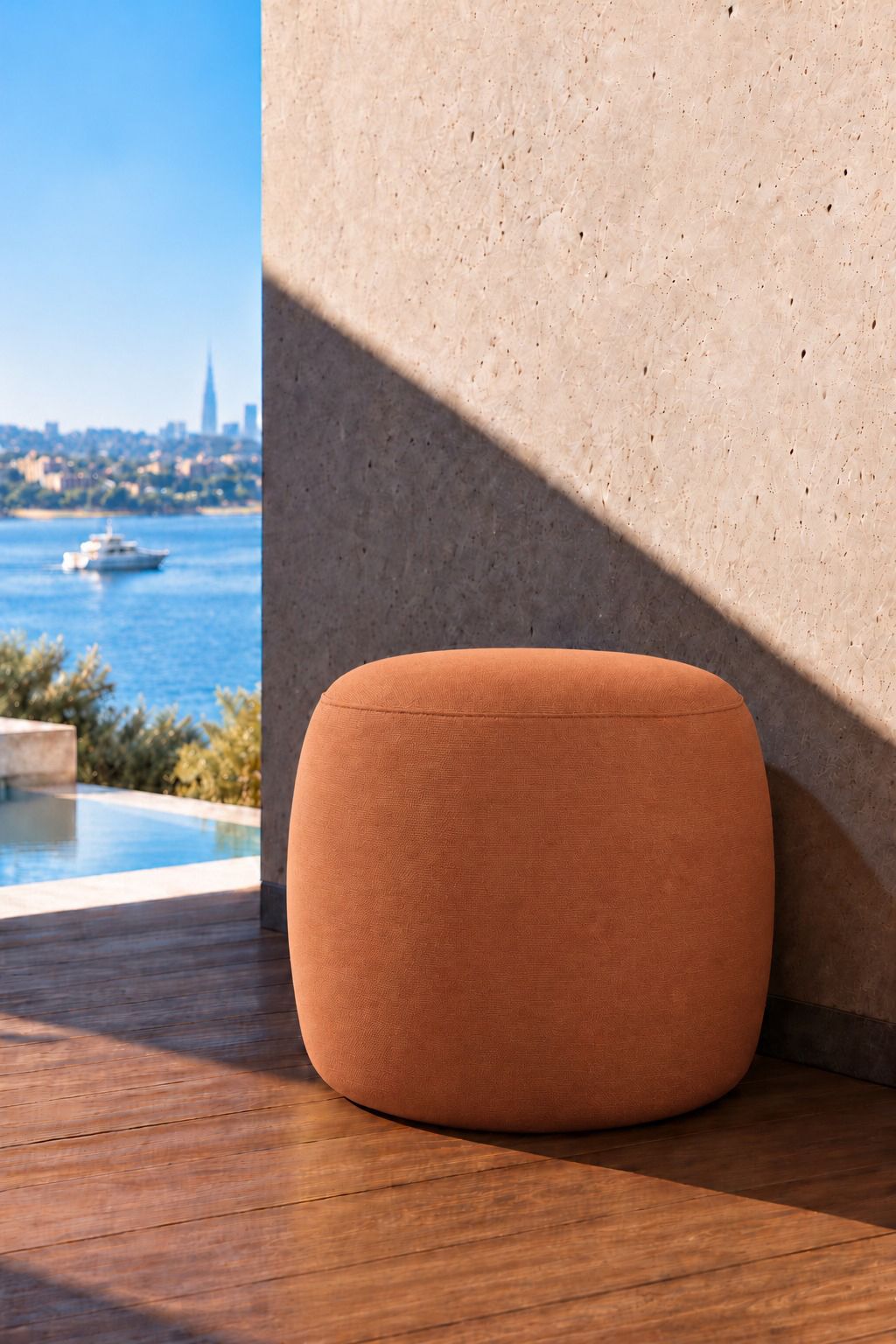 Avyren Rust Terracotta Outdoor Pouf