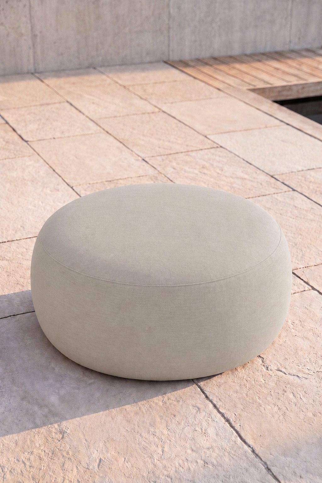 Avyren Soft Greige Outdoor Ottoman