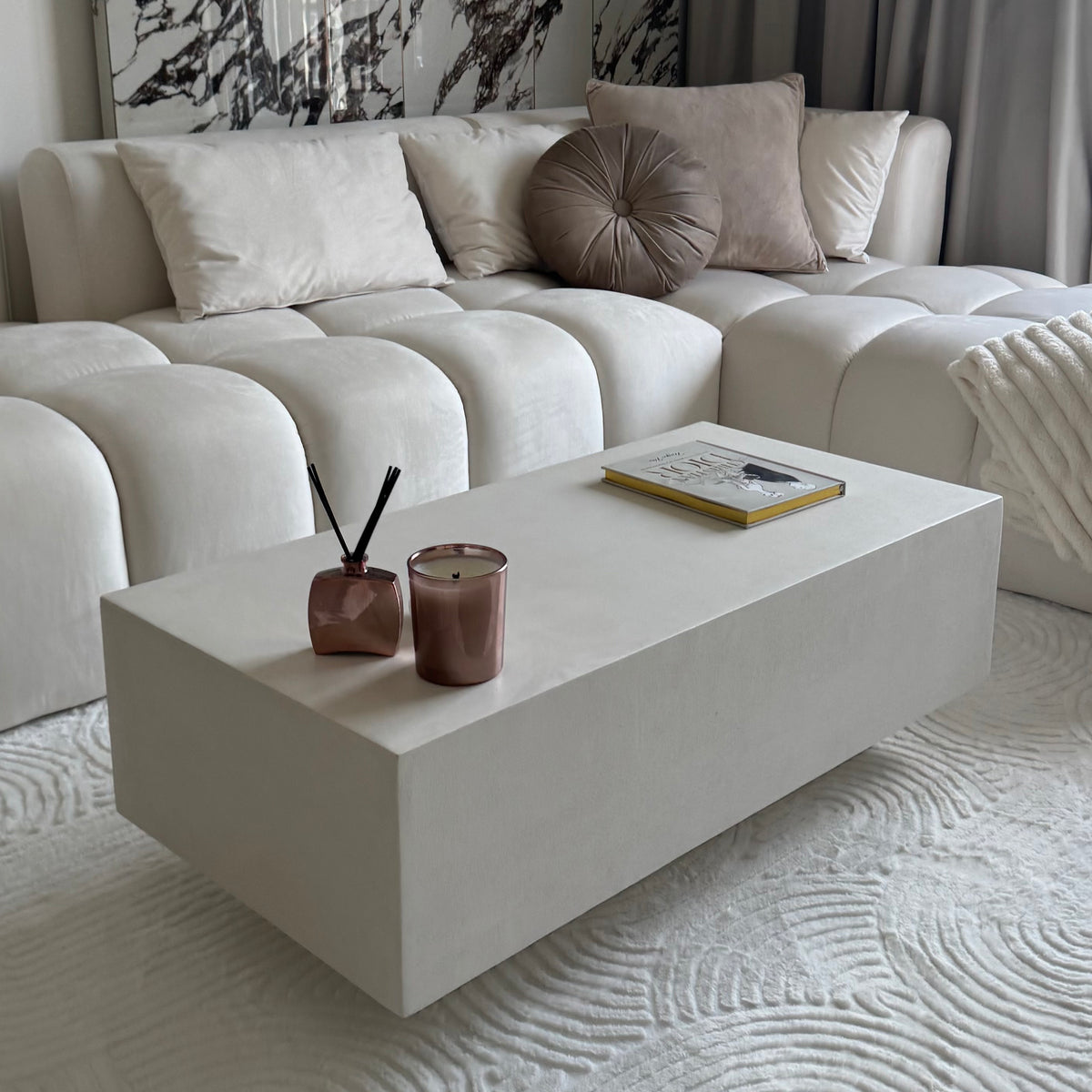 Azalea Off White Microconcrete Coffee Table | Minimalist Modern Design ...