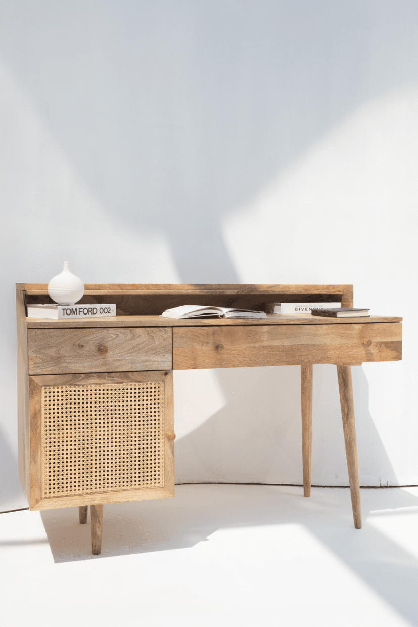 Bali Rattan Door Wooden Desk