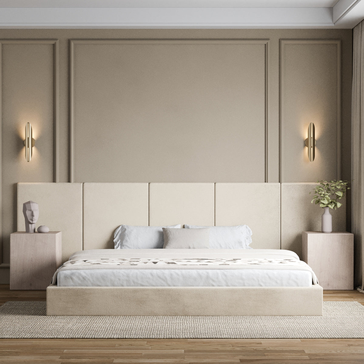 Korinna Panel Headboard Bed Modern Luxury Upholstered Design – Homekode