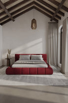 Mirela Burgundy Upholstered Platform Bed DUR 