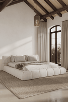 Mirela Off White Upholstered Platform Bed 