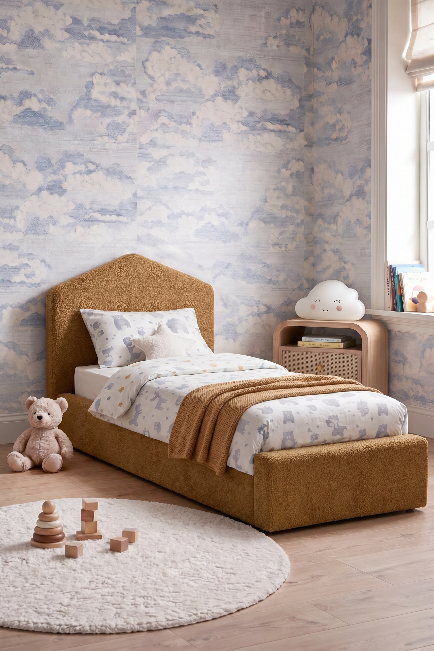 Bela Brown Teddy Fabric Kids Bed