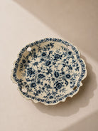 Belvio Cream Blue Floral Pedestal Bowl