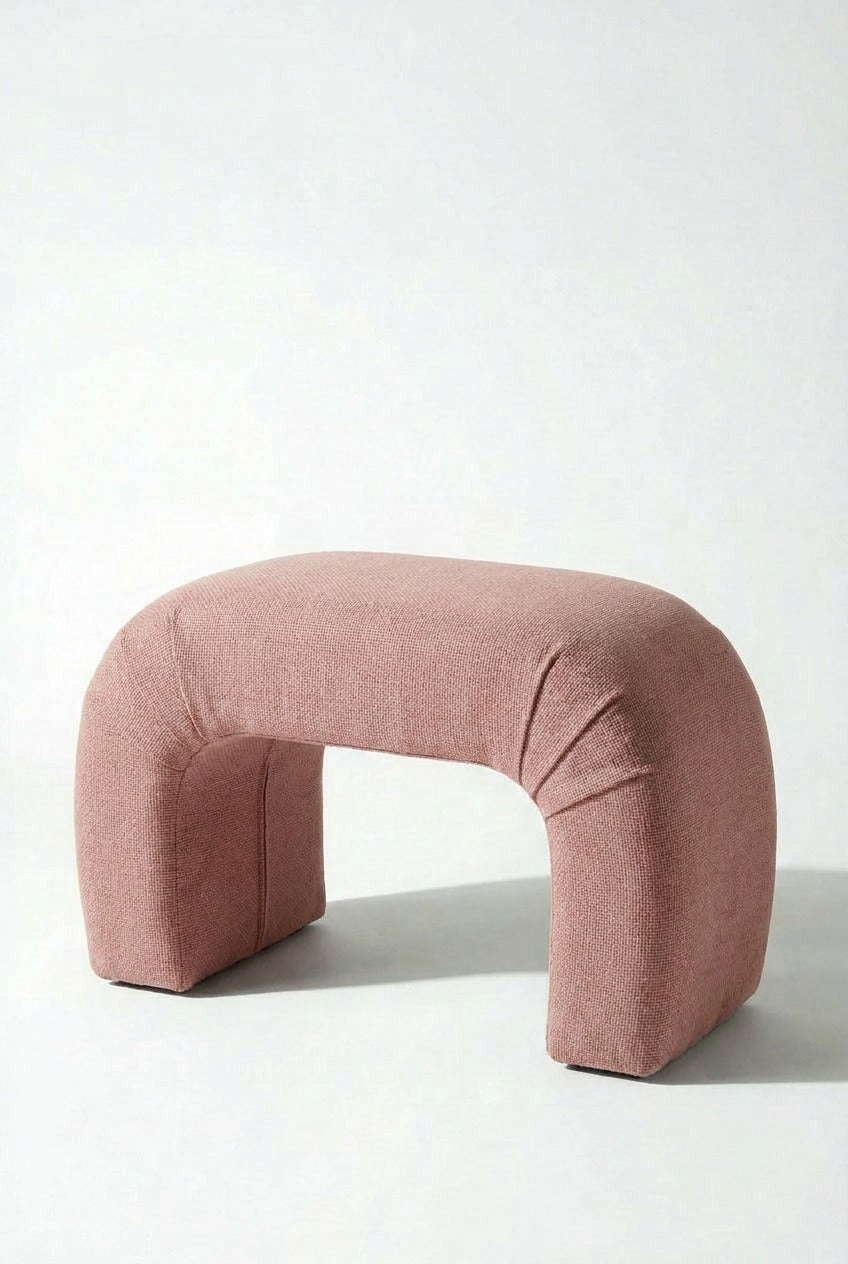 Bram Mink Blush Arch Pouf Ottoman