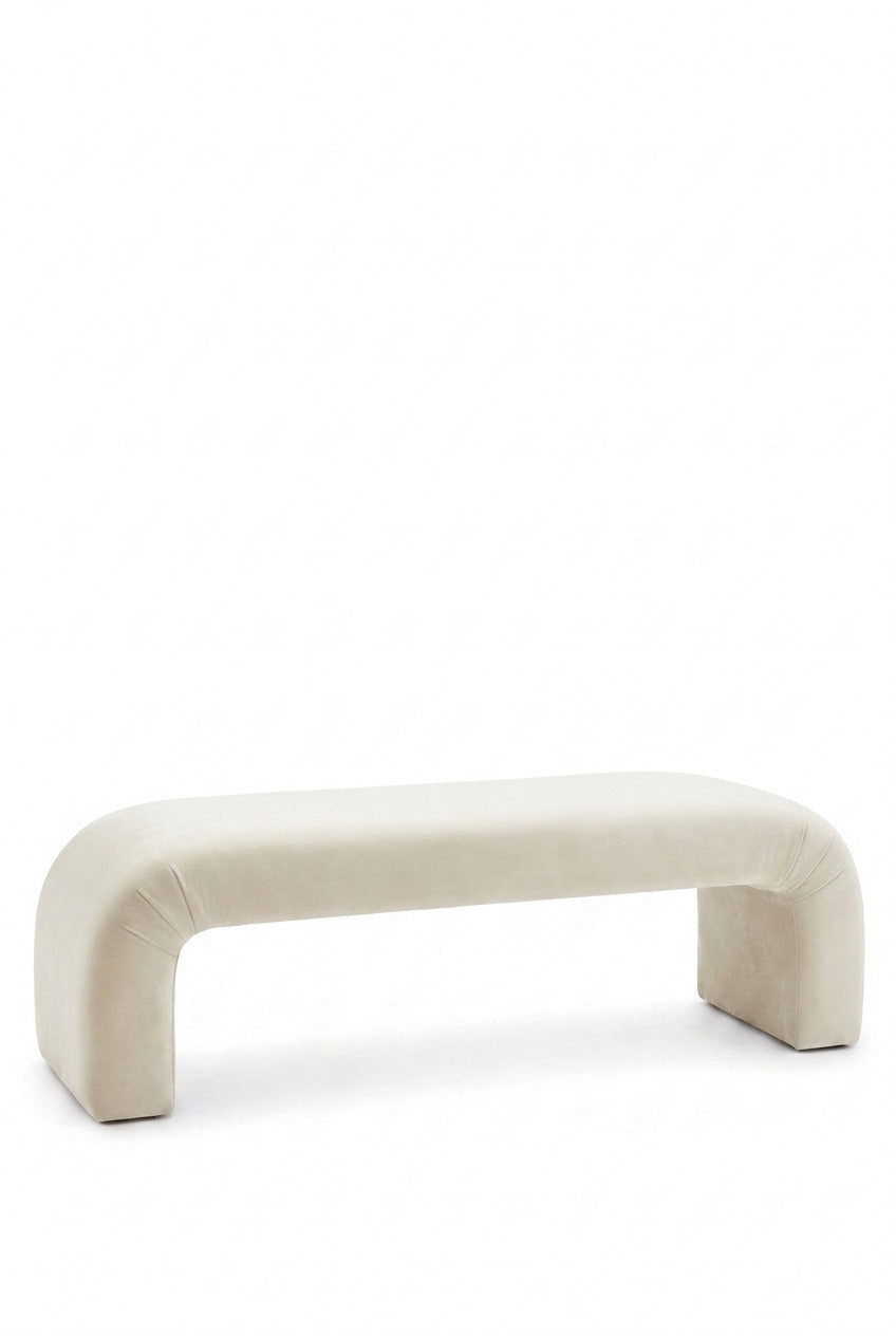 Bram Off White Velvet Arch Bench