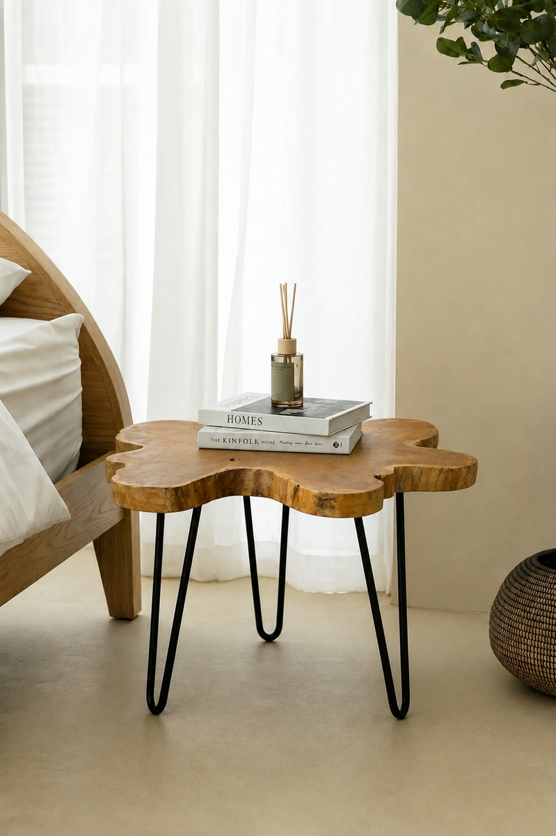 Bravik Live Edge Natural Wood Side Table Modern – Homekode