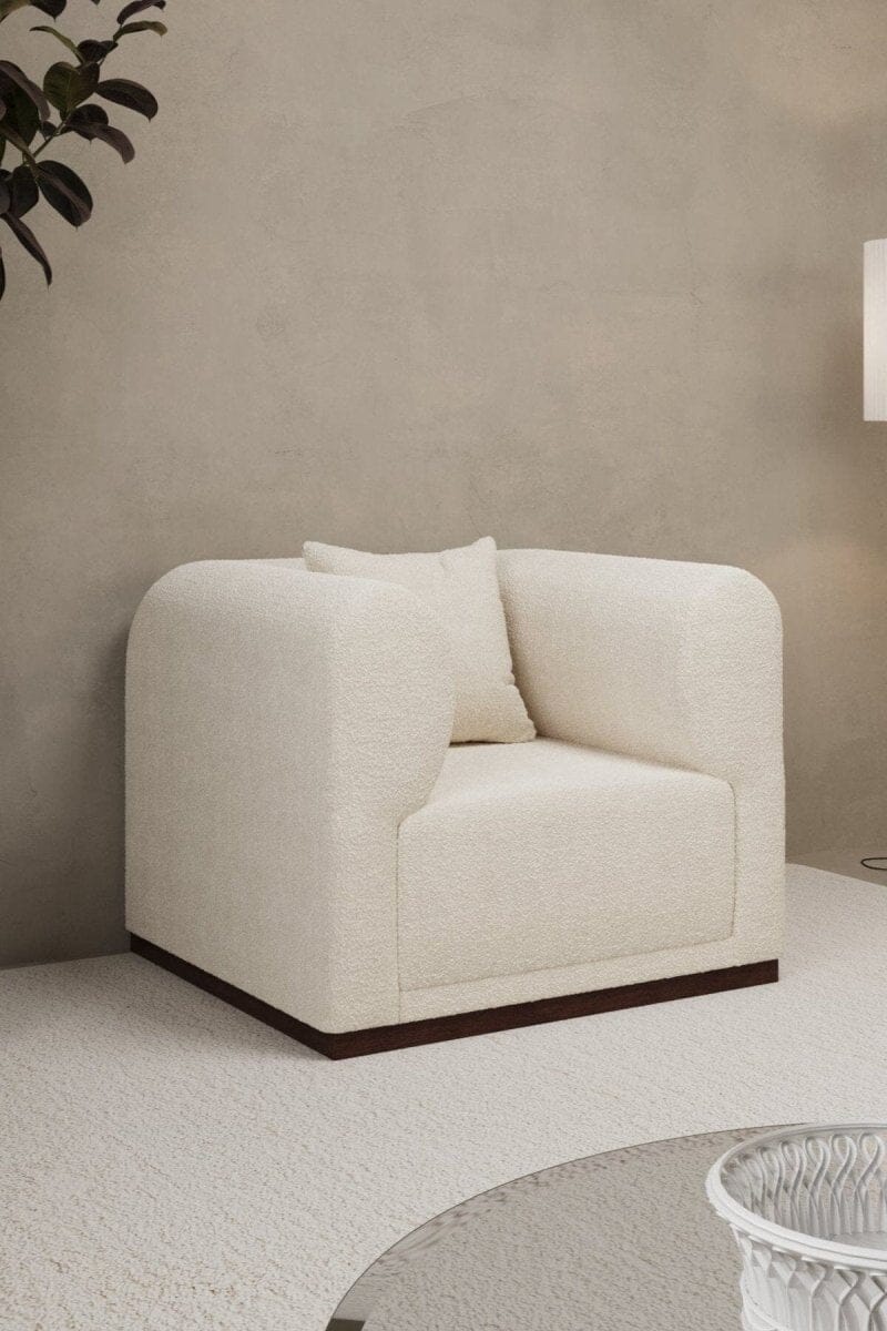 Breanna Off White Boucle Lounge Sofa Chair