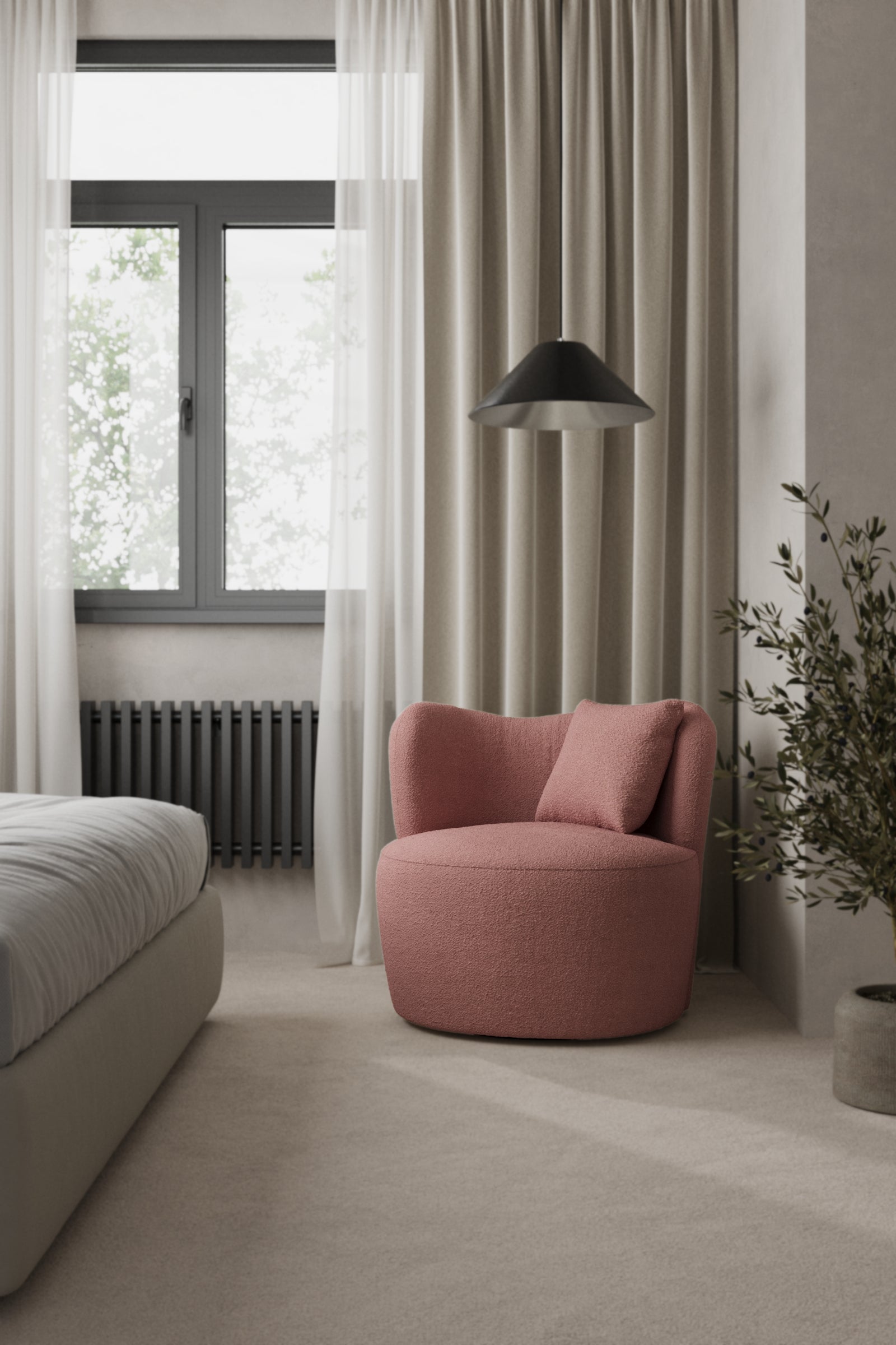 Bronte Rosewood Pink Swivel Sofa Chair