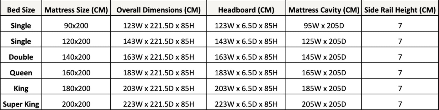 Size chart