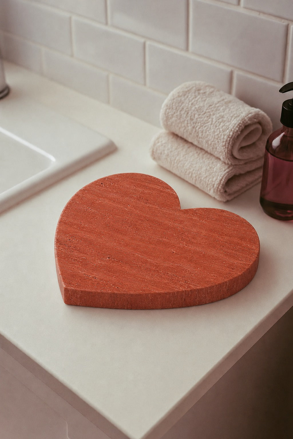 Carmelo Red Travertine Heart Tray