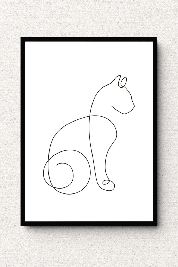 Cat Sitting Continuous Line Wall Art FAI12 