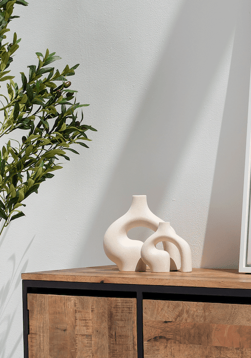 Ceramic Distorted Geometry Vase (Set of 2)