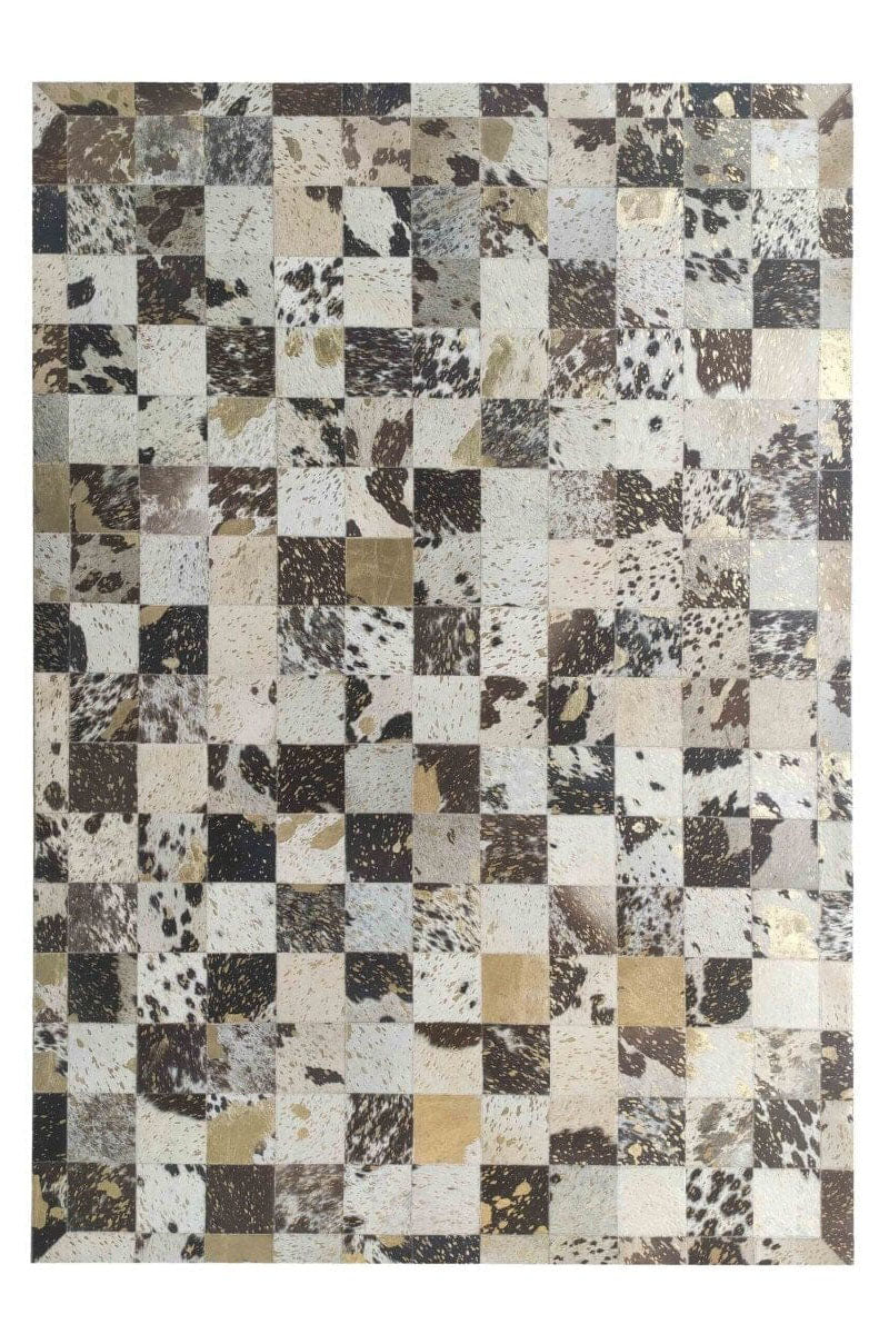 Checkered Pattern Multi Color Leather Rug with Textured Surface – Homekode