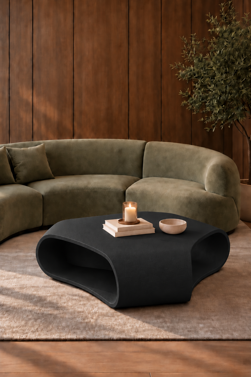 Clover Black Microconcrete Wavefold Coffee Table
