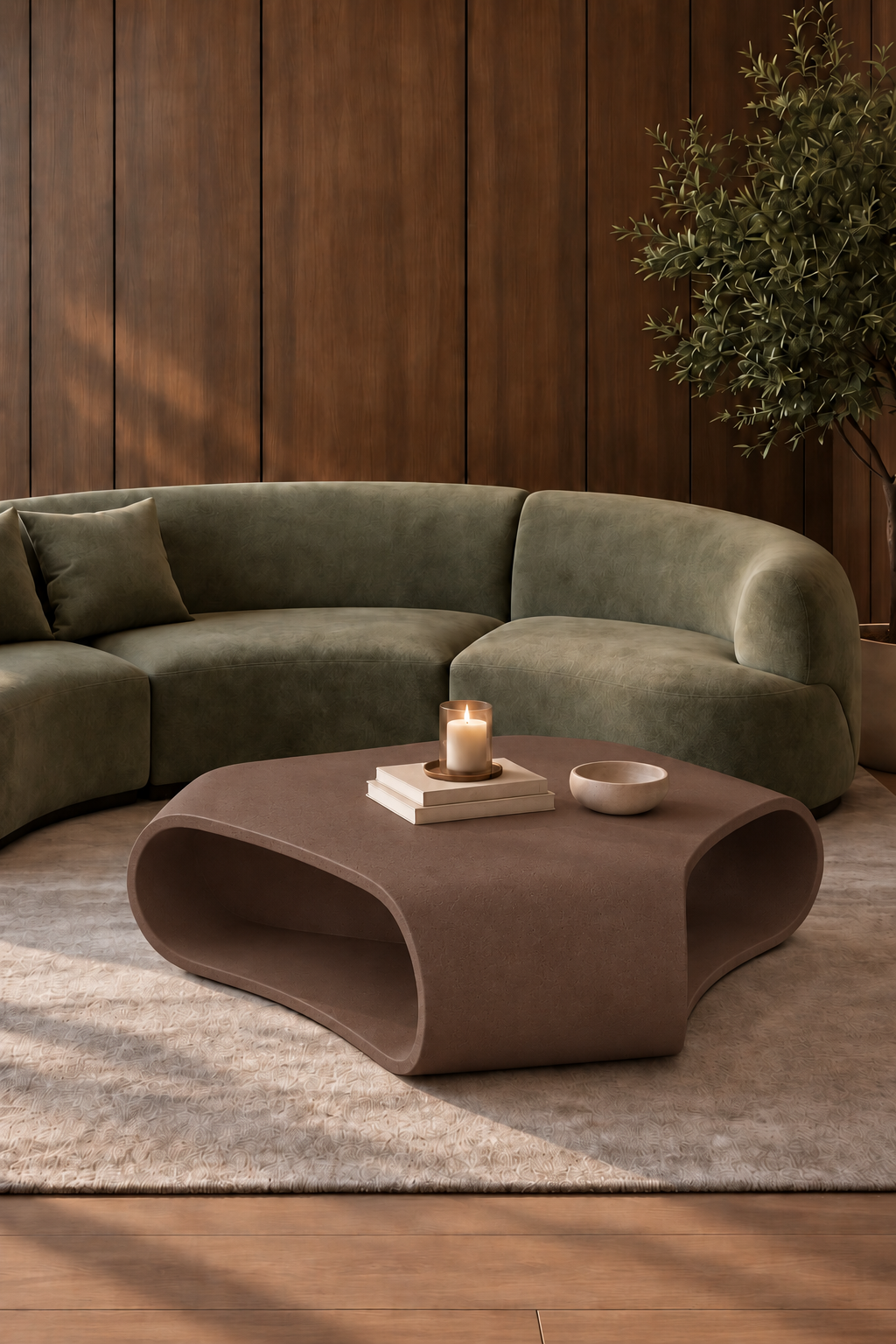 Clover Mocha Microconcrete Wavefold Coffee Table