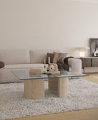 U Shape Legs Travertine Coffee Table