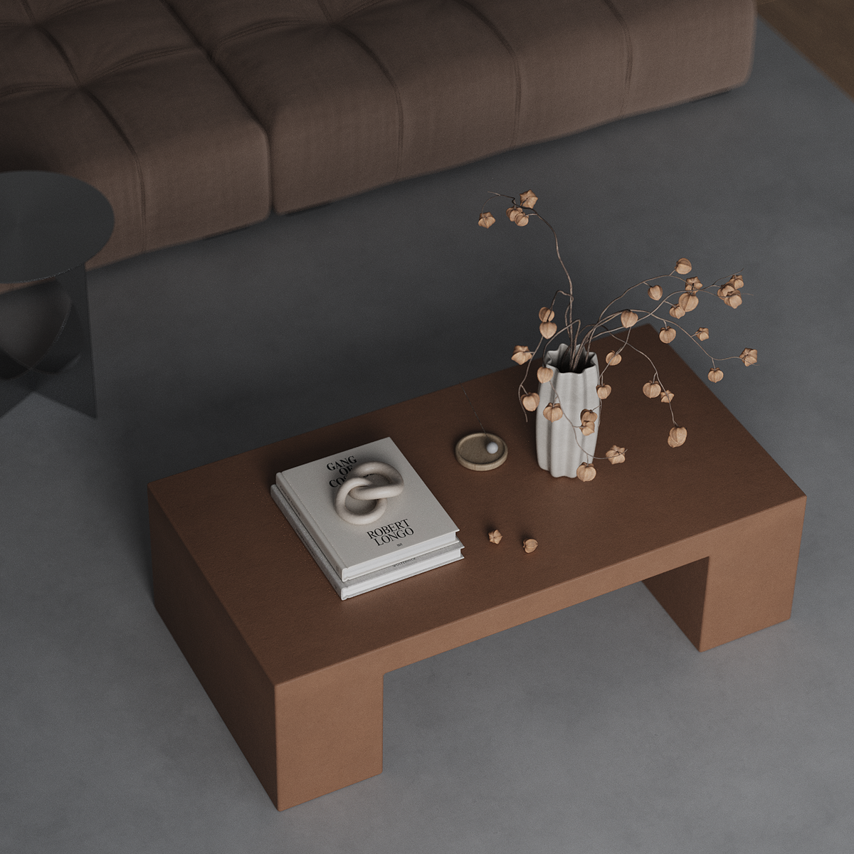 Evora Mocha Microconcrete Coffee Table | Minimal Rectangular Design ...