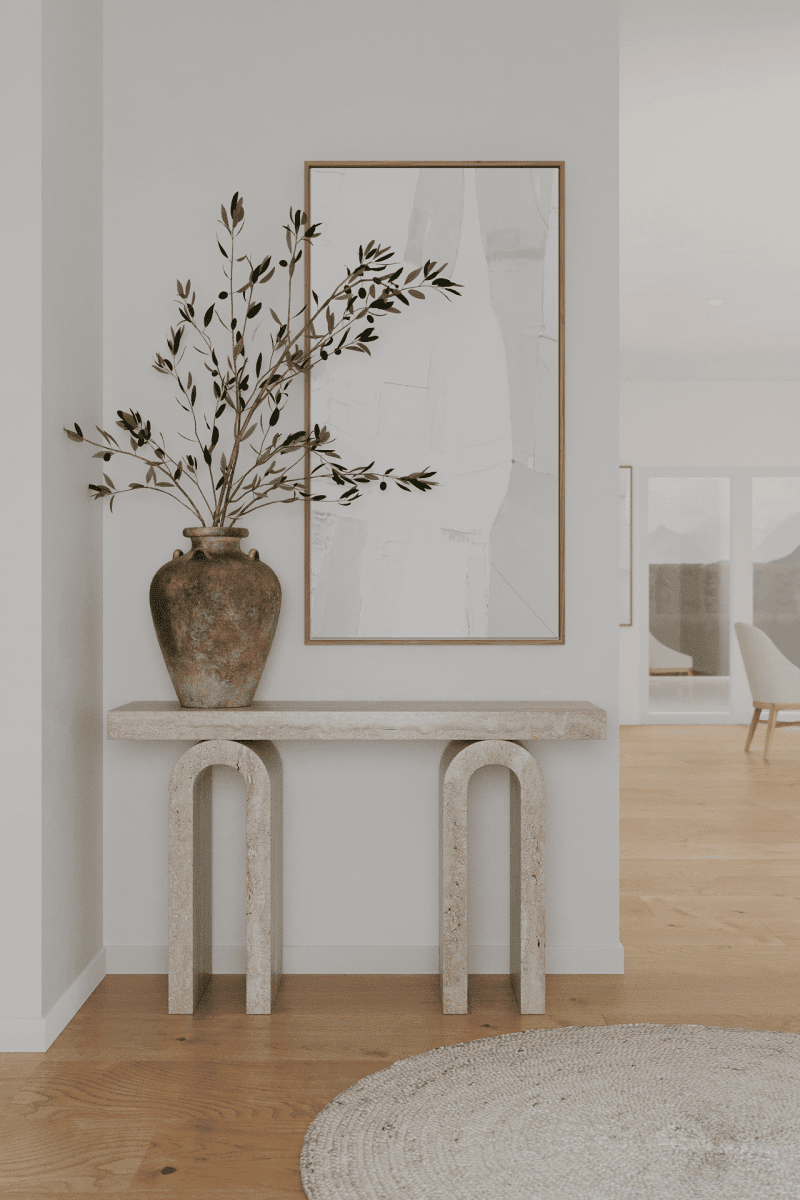 Serenity Arch Leg Travertine Console Table