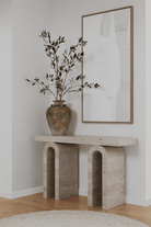 Serenity Arch Leg Travertine Console Table Homekode 