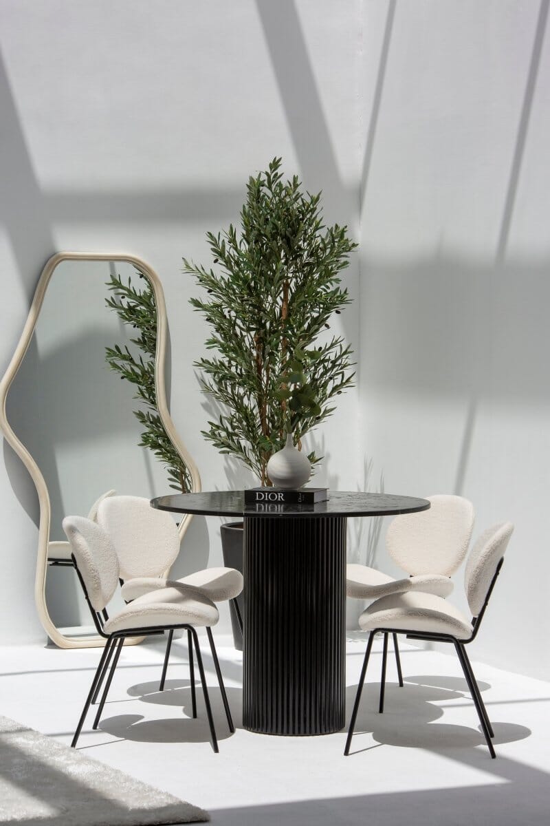 Cornelia Black Marquina Marble Dining Table (3 Base Colors) 100CM Length x 100CM Width x 75CM Height Black 