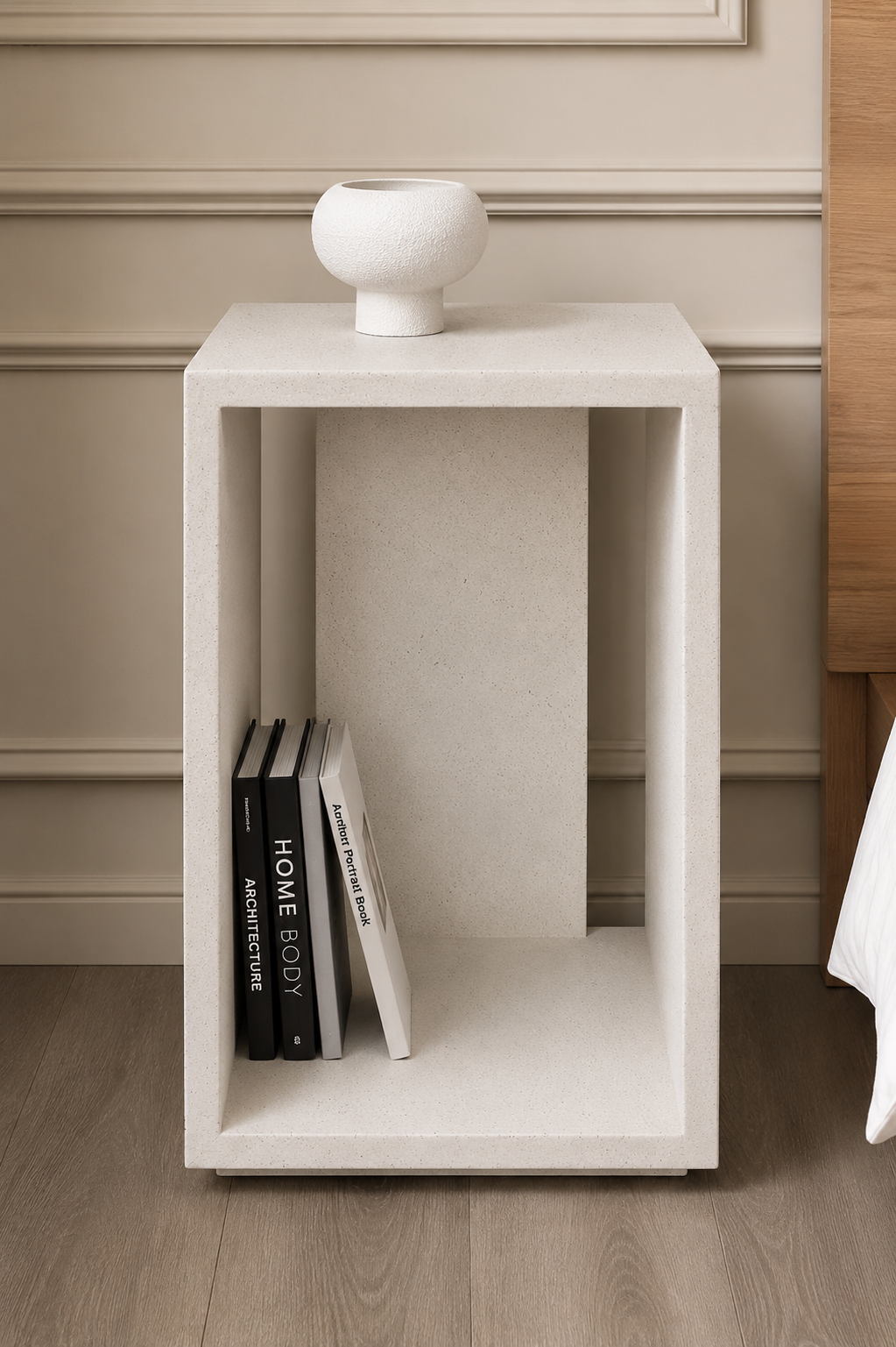 Corvin Off White Speckled Microconcrete Side Table
