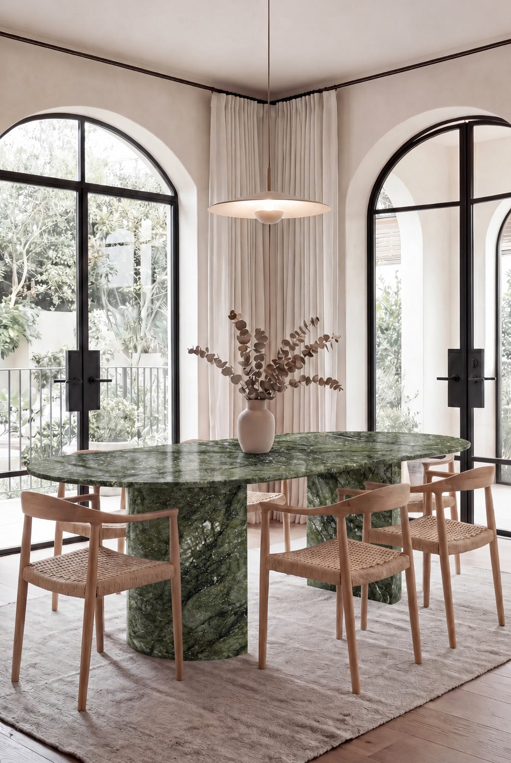 Dakota Ming Green Dining Table with Half Moon Legs