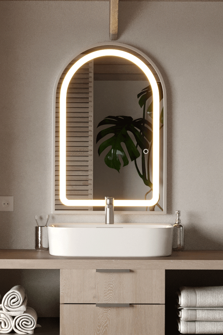 Delisse Silver Arch Wall Mirror with LED Light