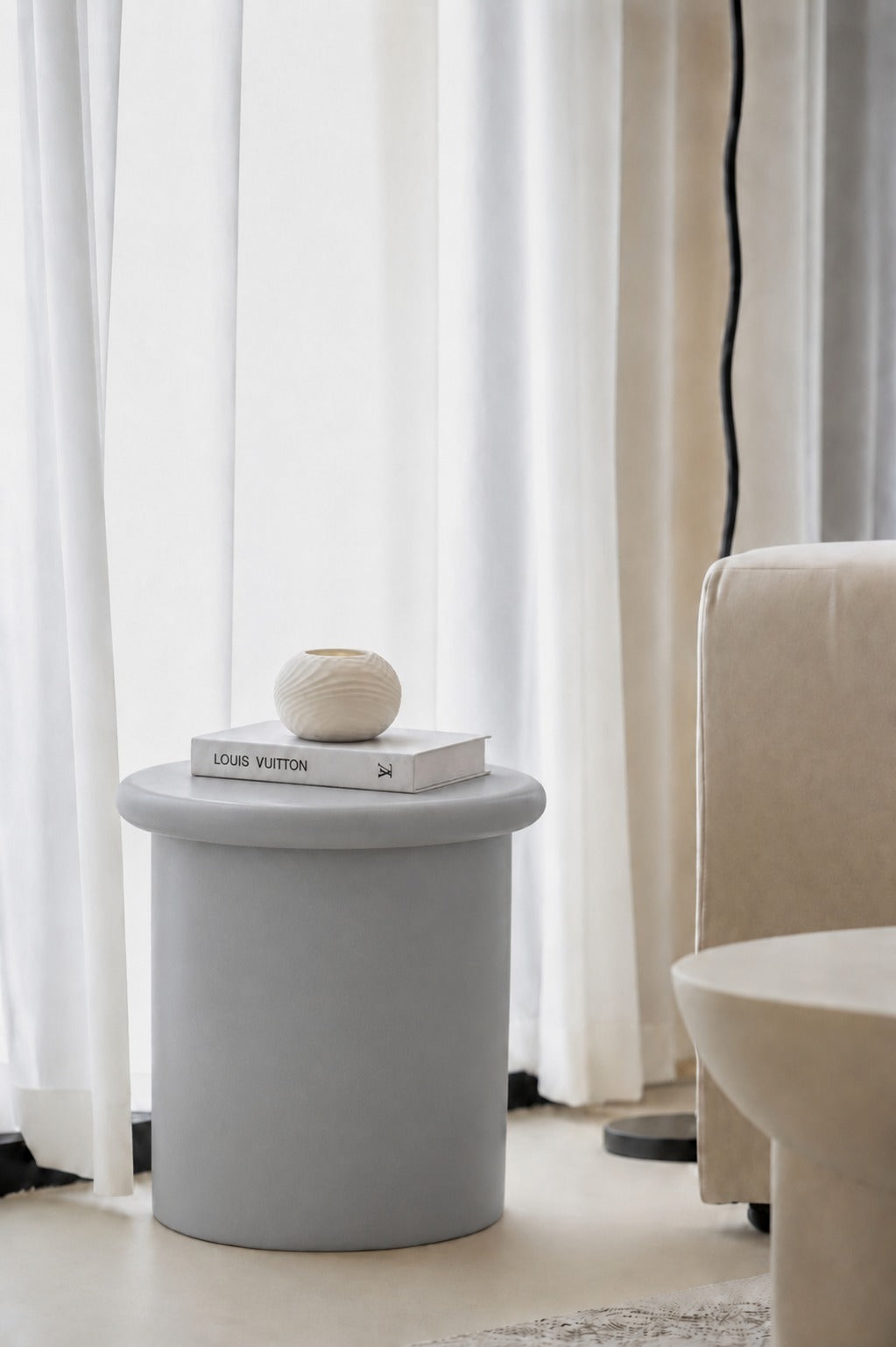 Eirini Ash Grey Microconcrete Side Table