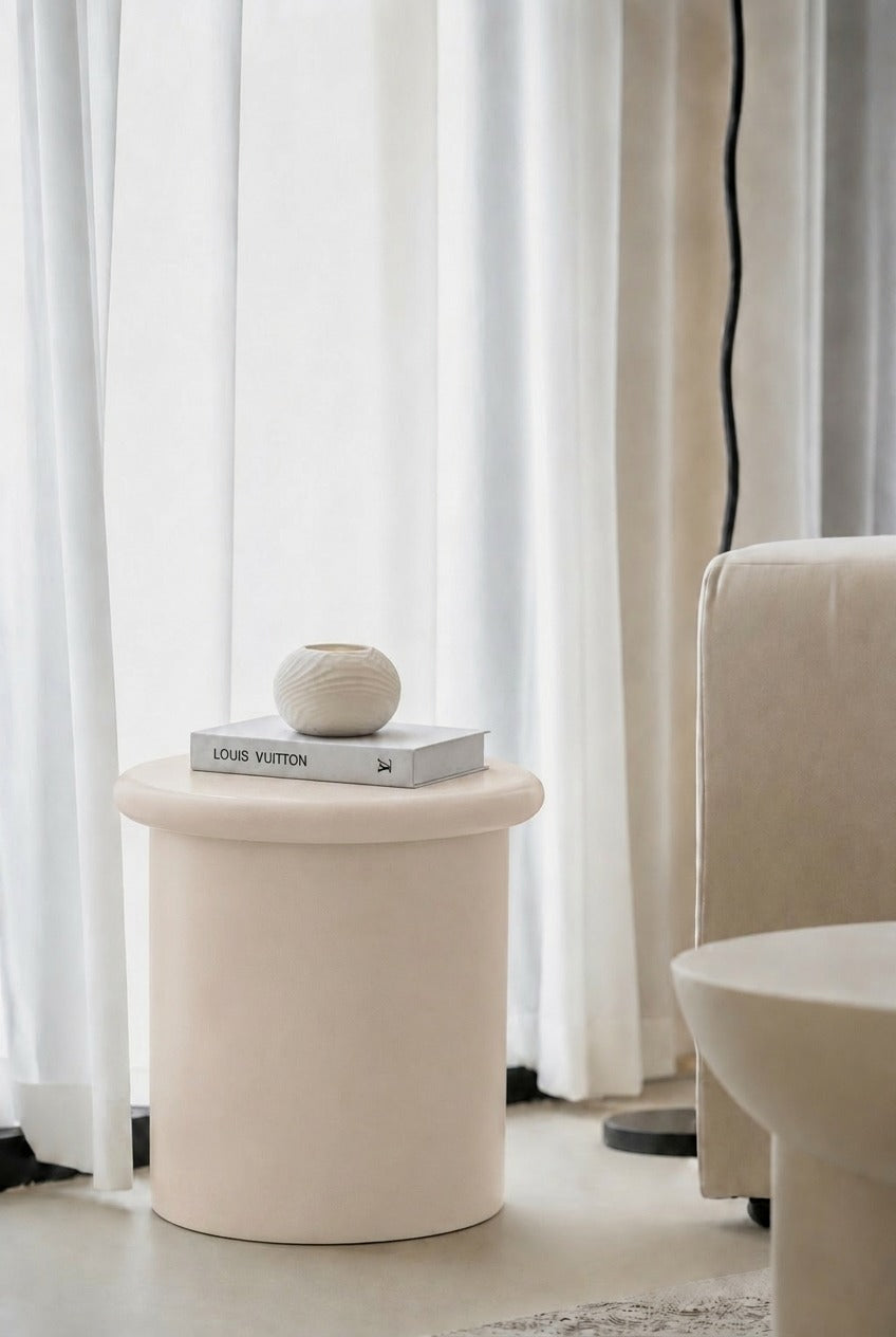Eirini Ivory Cream Microconcrete Side Table