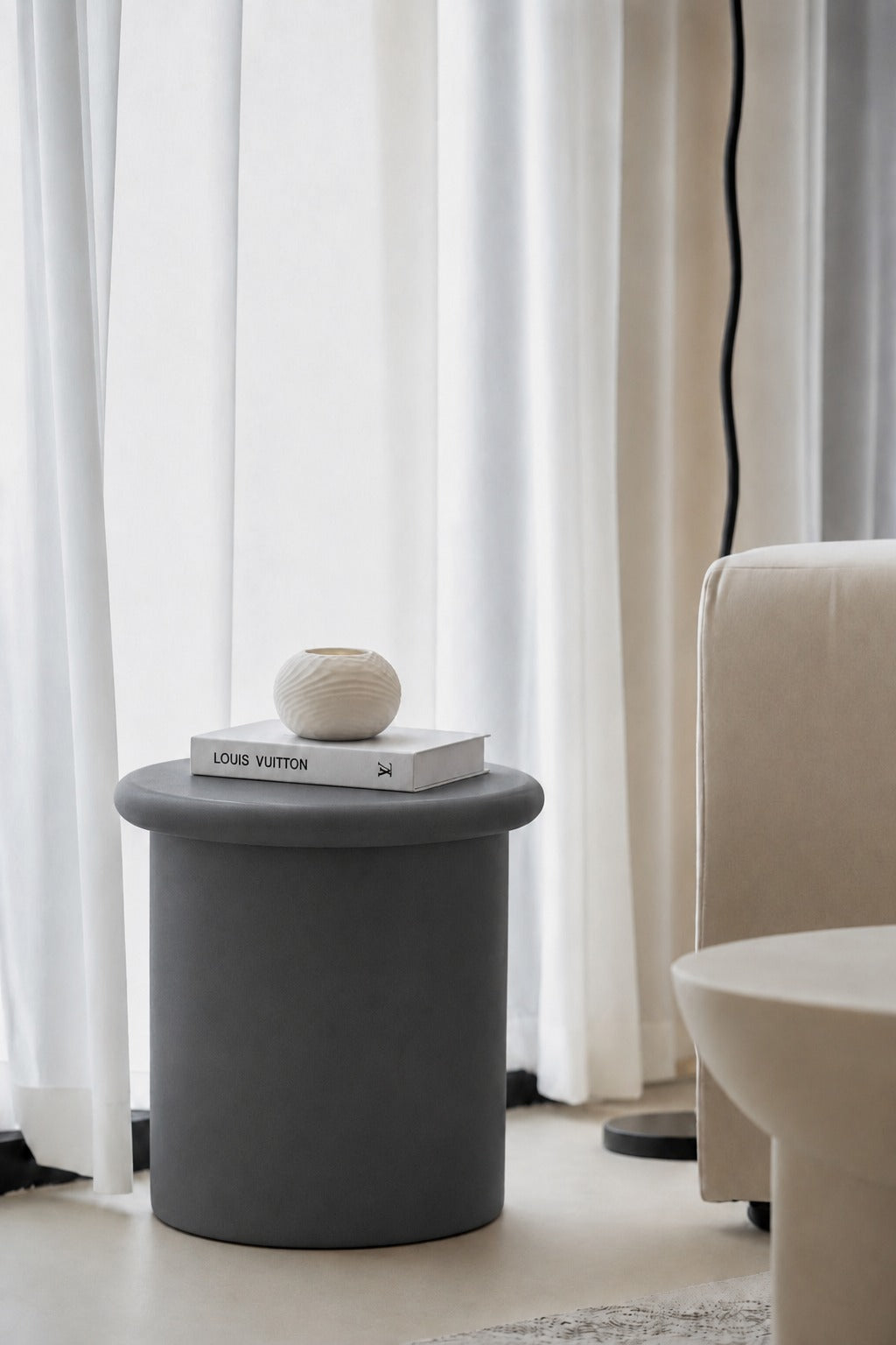 Eirini Midnight Grey Microconcrete Side Table