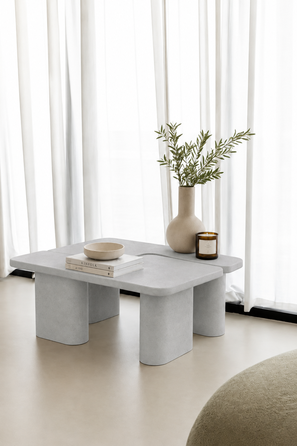 Eldrin Grey Microconcrete Coffee Table