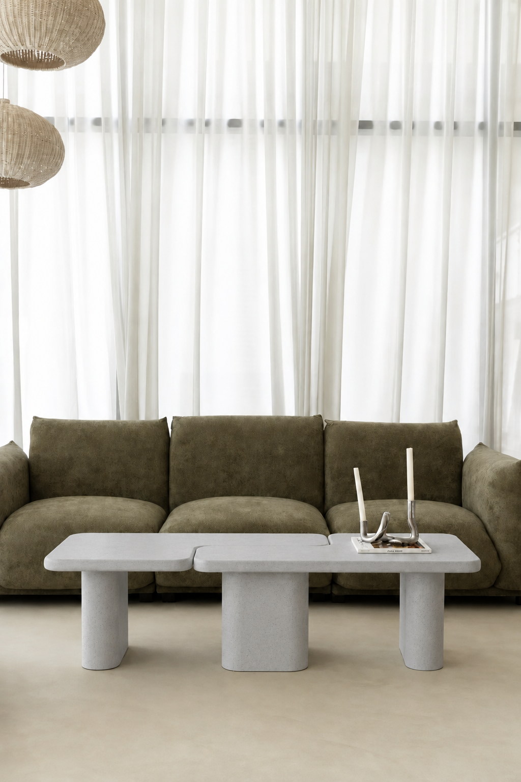 Eldrin Grey Microconcrete Coffee Table
