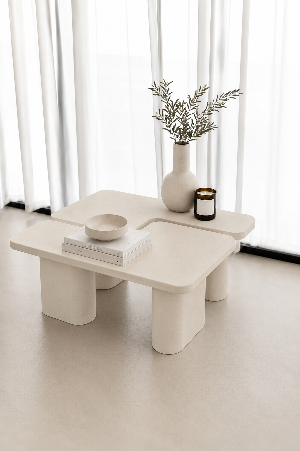 Eldrin Light Beige Microconcrete Coffee Table