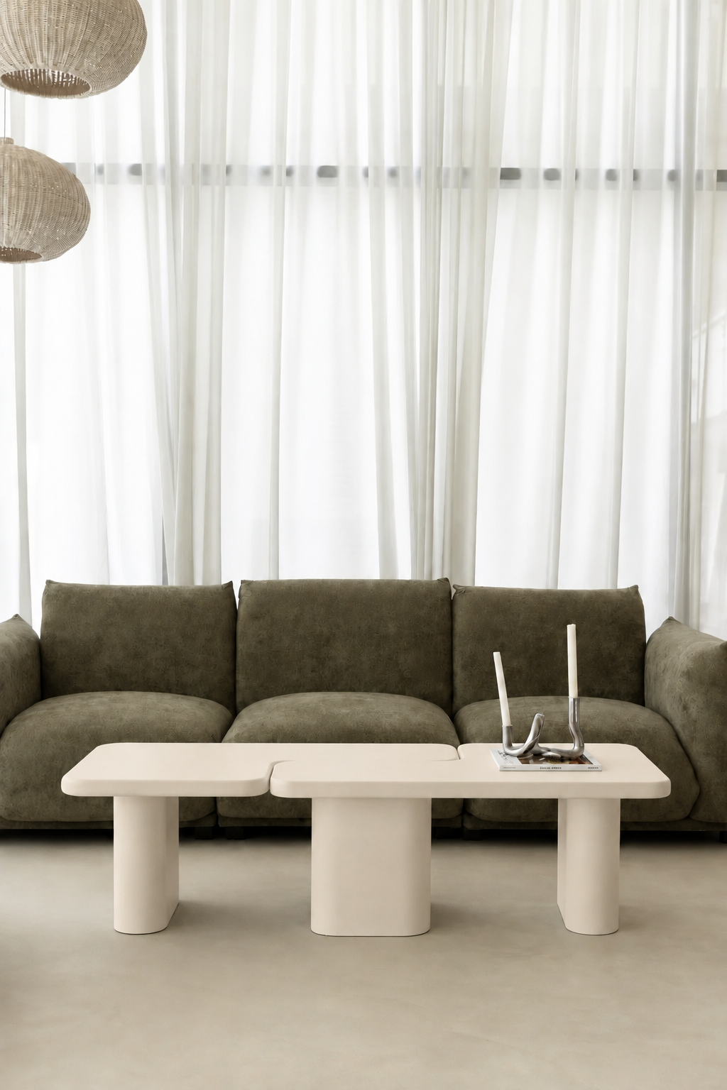 Eldrin Light Beige Microconcrete Coffee Table