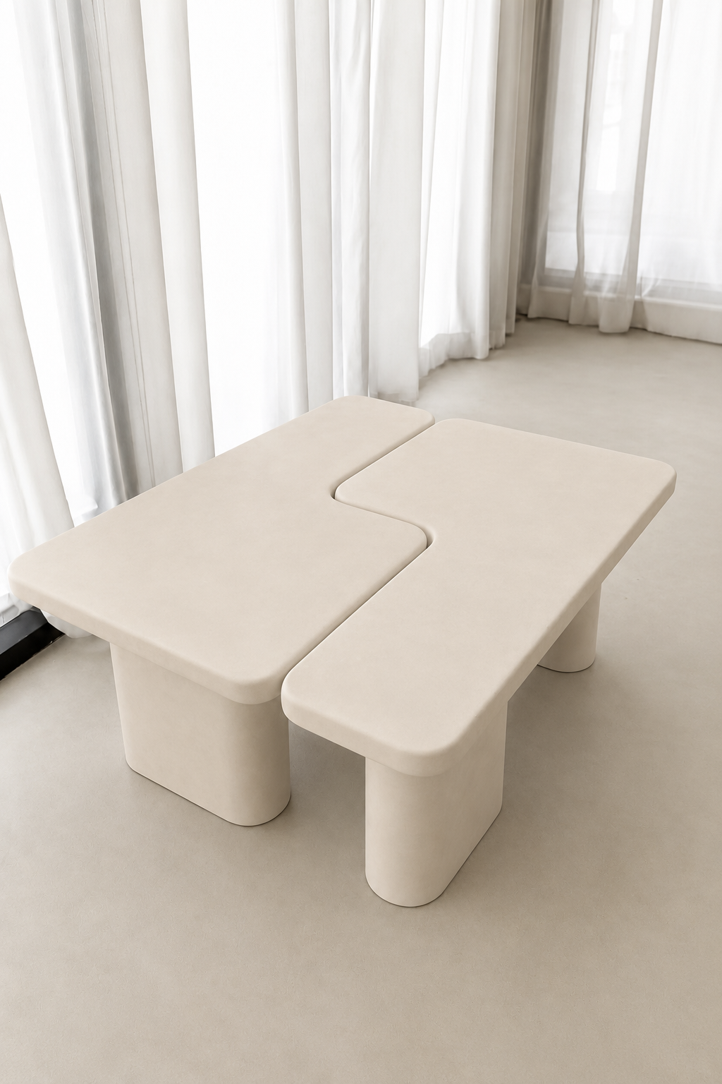 Eldrin Light Beige Microconcrete Coffee Table