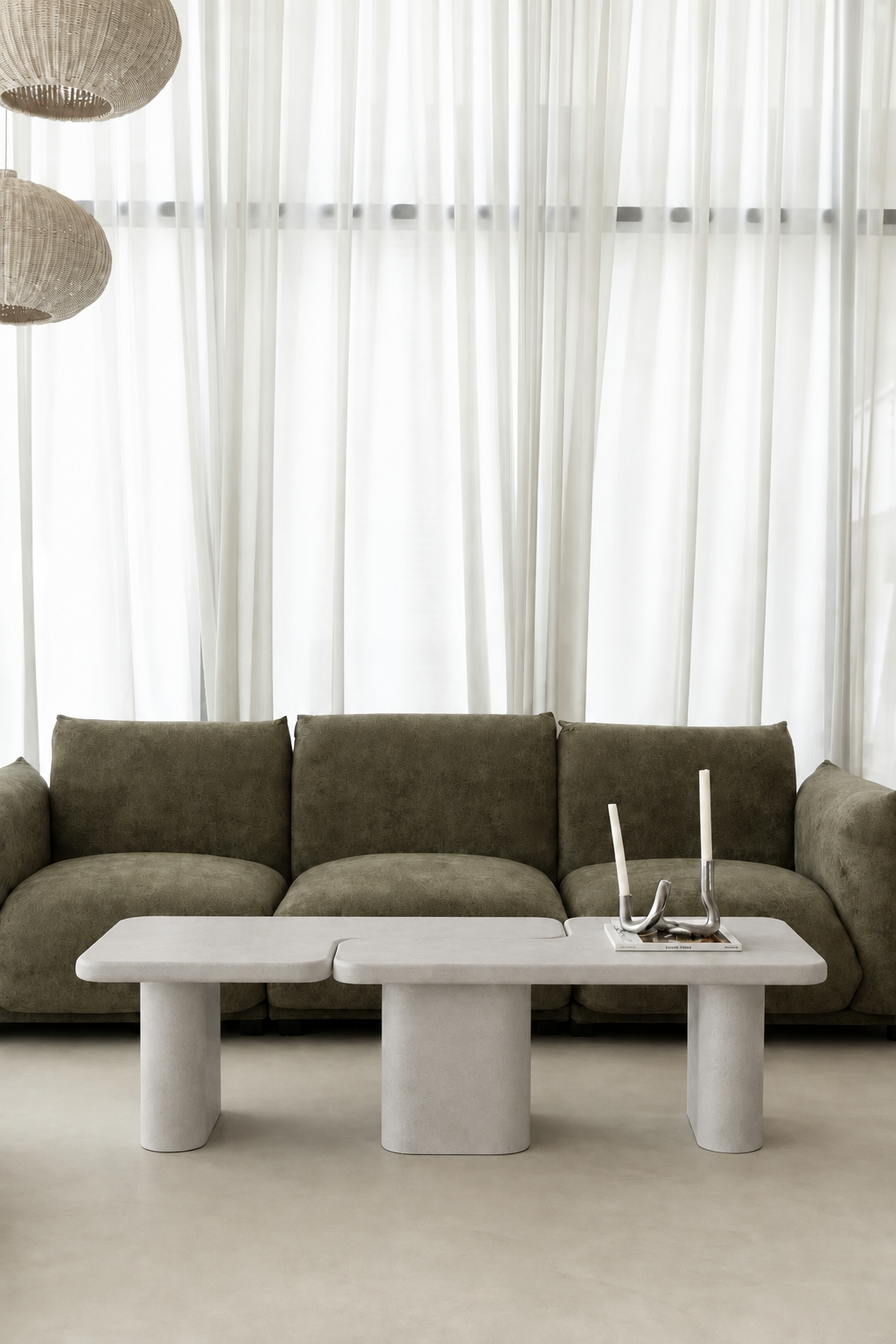 Eldrin Light Grey Microconcrete Coffee Table