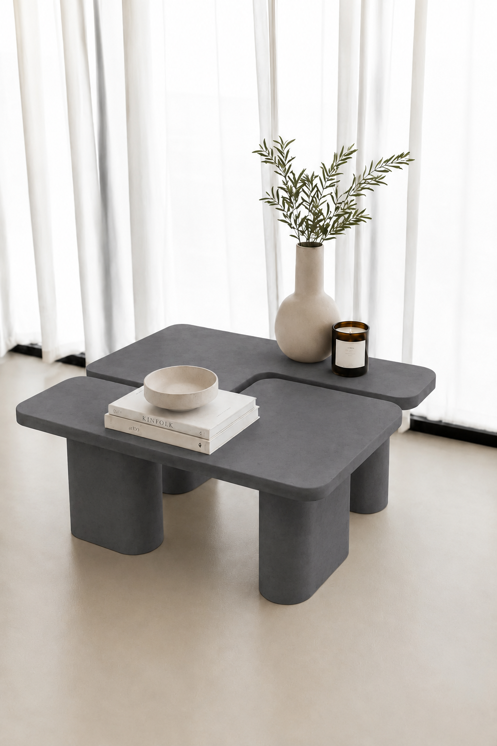 Eldrin Midnight Grey Microconcrete Coffee Table
