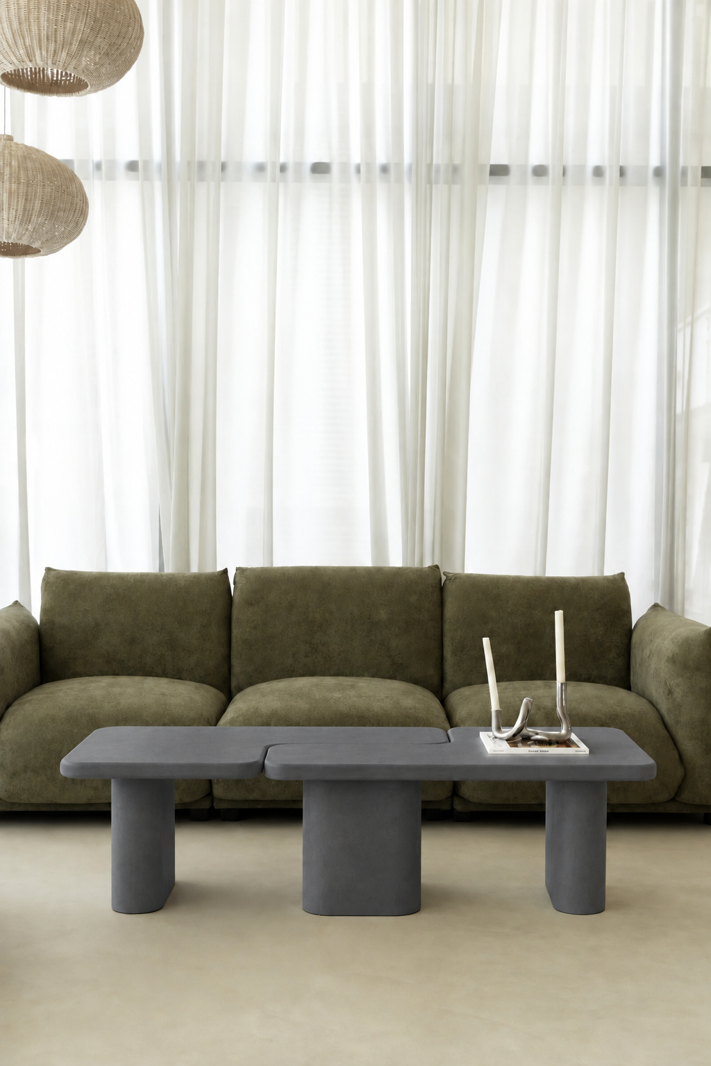 Eldrin Midnight Grey Microconcrete Coffee Table