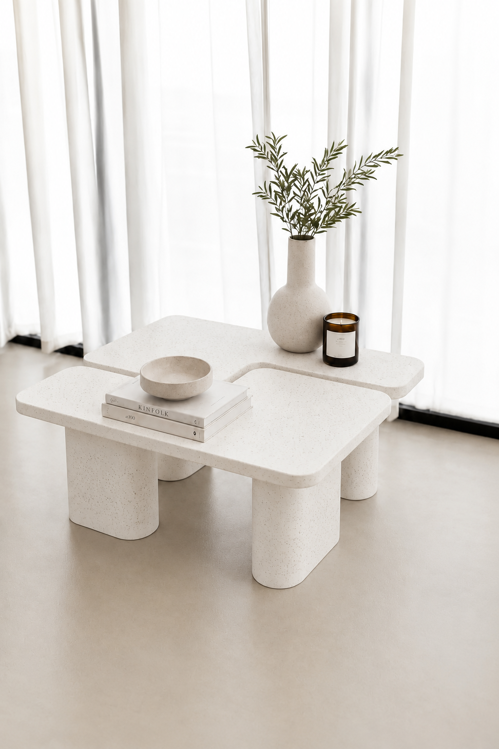 Eldrin Off White Speckled Microconcrete Coffee Table